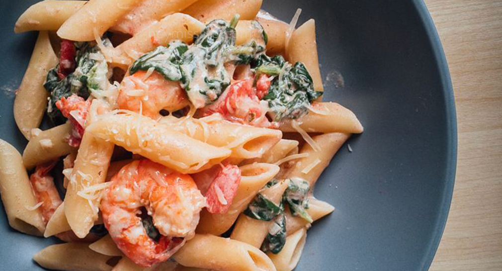Creamy Tuscan Shrimp Penne with Spinach Recipe